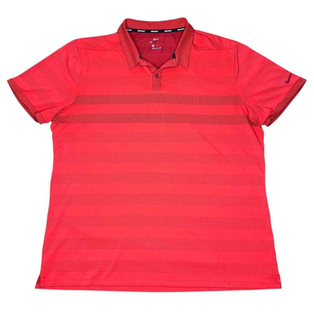 Nike Golf Dri-Fit Zonal Cooling Short Sleeve Polo Shirt Red Stripe, Men’s XL